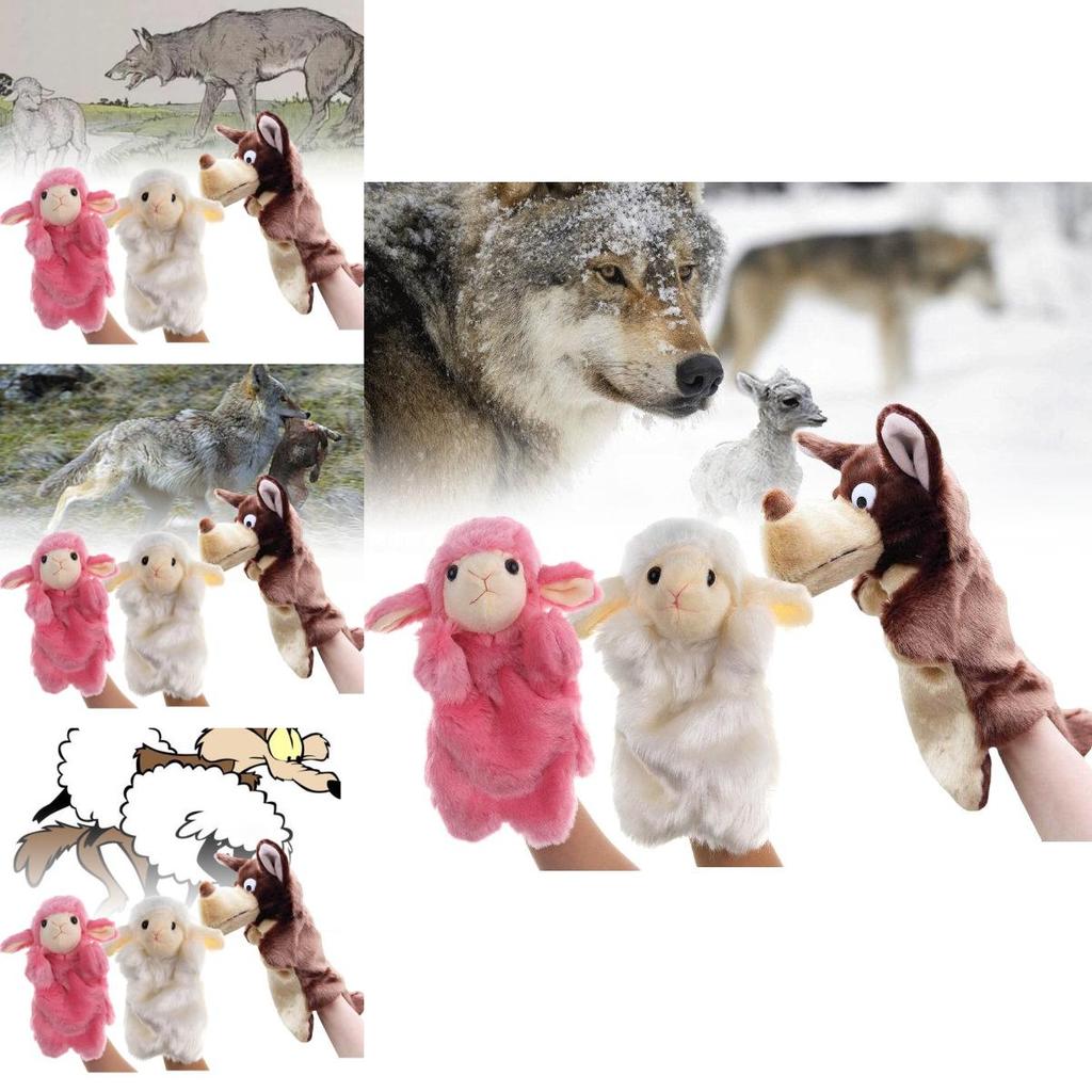 Adorable White Sheep And Big Bad Wolf Storytelling Puppet Hat For Kids Playtime