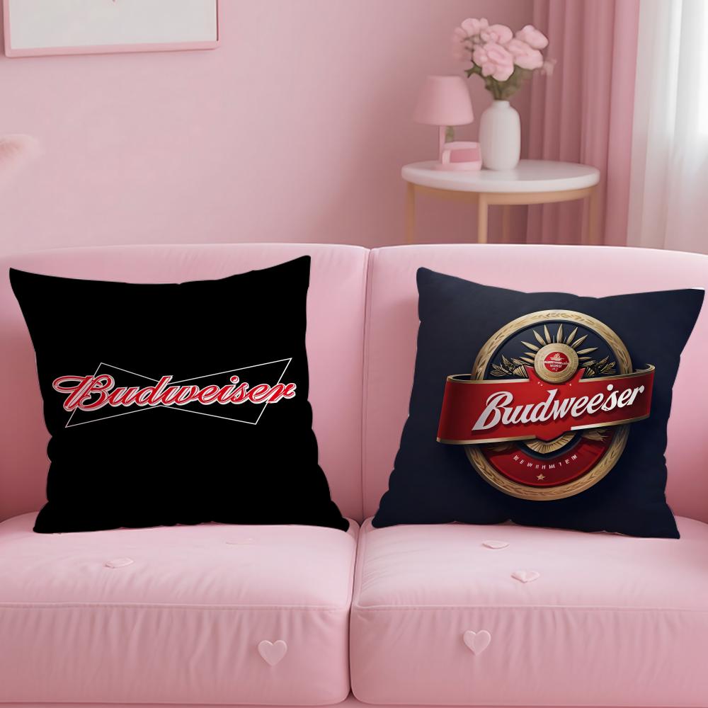 classic beverage brand Budweiser Cushion Cover Soft  EasyWash Pillow Case  Versatile for Couch Bed Travel and Office