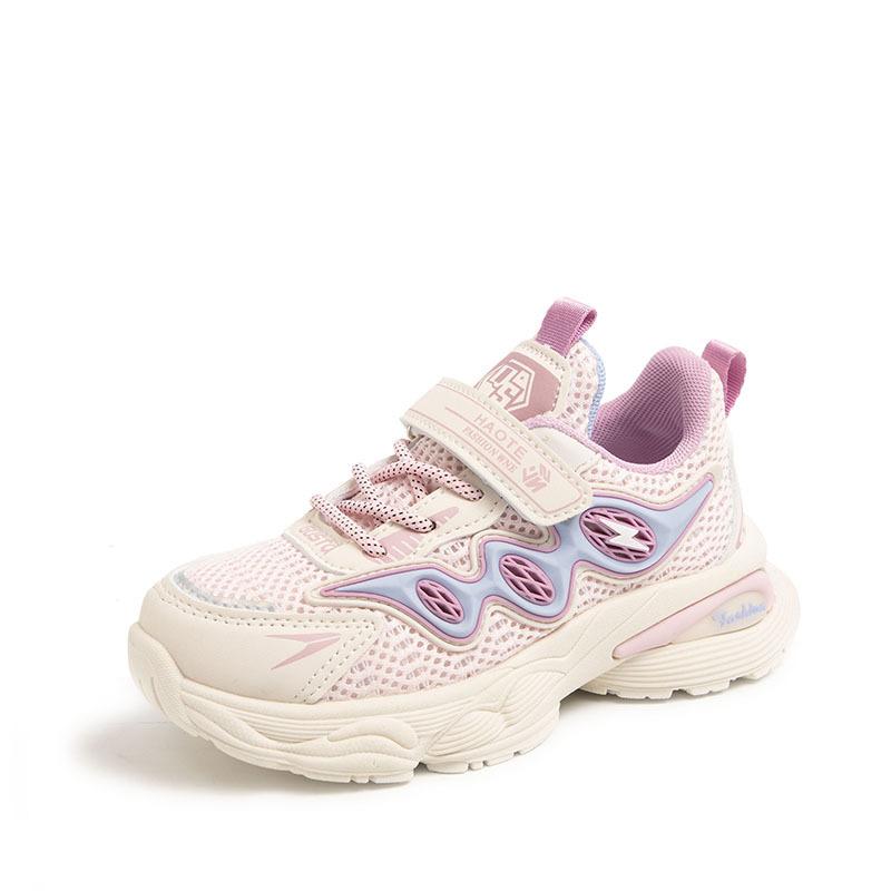 Spring and Autumn Soft Sole Girls Mesh New Sports New Velcro Boys Running Basketball Shoes Student Single Shoes