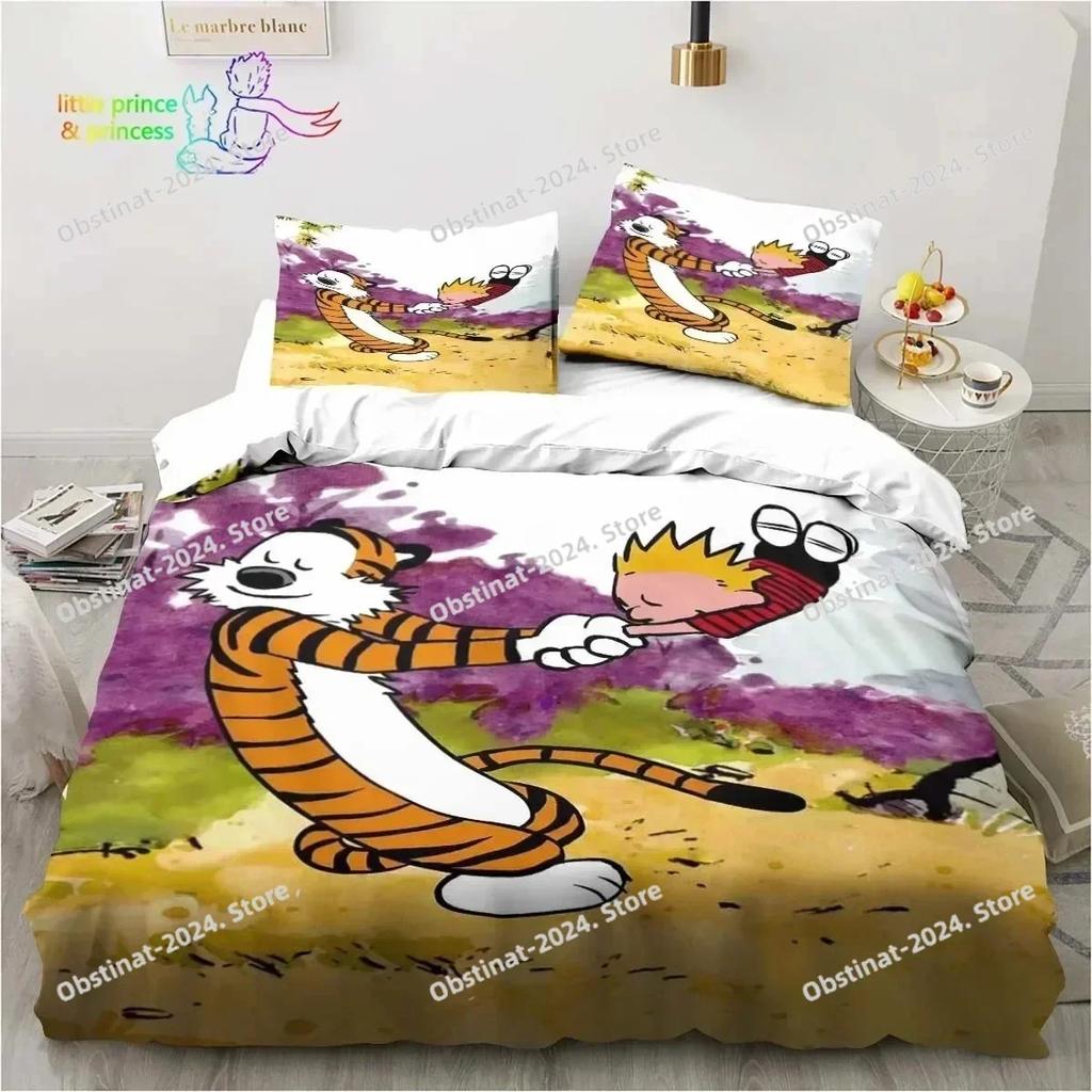 Top Calvin Hobbes 3D Bettwäsche-Set Gedruckte einzelne Decke Steppdecke Bettbezug Bettwäschebezug Kissenbezug 3-teilige Sets Kinder Erwachsene Größe