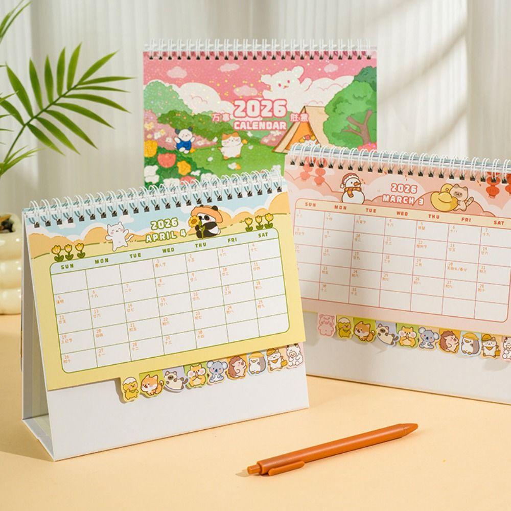 Coil Binding 2026 Desk Calendar Memo Notes Monthly & Daily Planner Monthly Calendar School