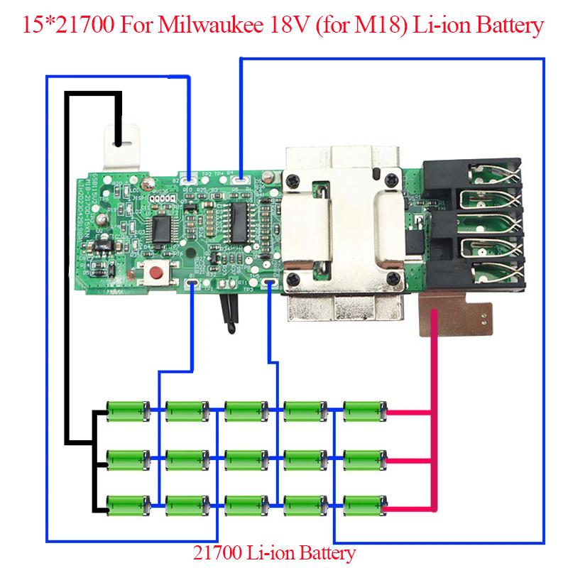 15*21700 Li-ion Batterij Plastic Behuizing Laadbeveiligingsbord Doos Shell Voor Milwaukee Voor M18 18V 12Ah Lithium Batterij Behuizing