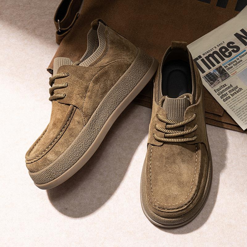 Heren Gevulkaniseerde Schoenen Herfst Nieuwe Mode Vintage Comfortabel Veterschoenen Casual Schoenen Buiten Antislip Hoogte Verhogende Sneakers