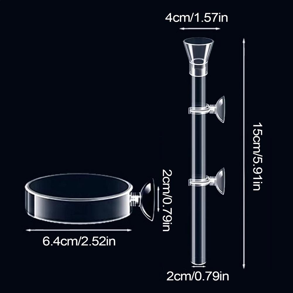 Automatic Fish Feeder Directional Acrylic Clear Suction Cup Dispenser For Vacation Feeding Turtle Shrimp Home Fish Tank