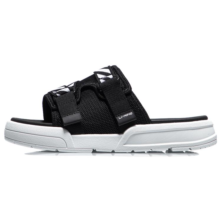 New LiNing Rubber Sole Slide Slippers Women's Black White AGAR014-1