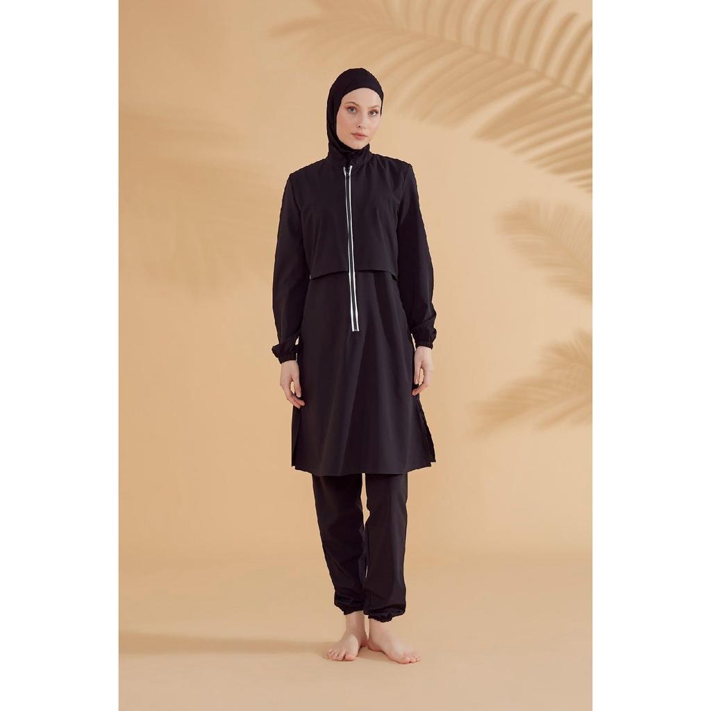 Parat Basic Schwarzer vollständig bedeckter Hijab-Badeanzug M2314