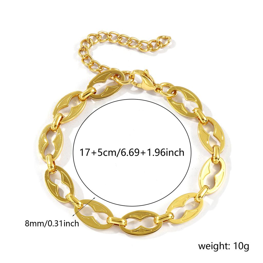 1 Piece Stylish Exquisite 18K Gold Plated 304 Stainless Steel Handmade Link Chain Bracelets For Women Gift 17cm(6.7") long