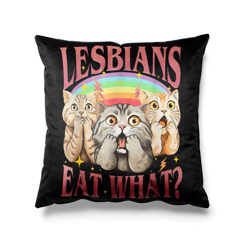 Aertemisi 18'' x 18'' Lesbians Eat What Funny Cat LGBTQ+ Square Throw Pillow Cushion Covers Cases Pillowcases 45cm x 45cm