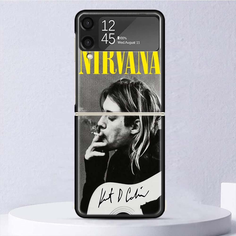 Retro Singer Kurt Cobain Shockproof Case For Samsung Galaxy Z Flip 7 6 5 4 3 5G Phone Cover Z Flip3 Flip4 Flip5 Flip6 Flip7 Shel