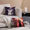 Character Spooky Halloween magic cat Cushion Cover Throw Pillow Cover Hidden Button Durable Polyester Chair Cushion