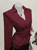 In Stock - European & American Casual Waist-Cinching Solid Color Women's Shirt