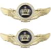 2pcs Wing Circular Crown Emblems,Crystal Diamond Crown Car Stickers Decals Decoration for All Car (Gold Black)