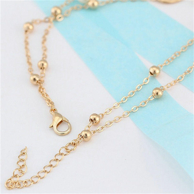 Kvinner sexy dobbel kjede armbånd ankel ankel barfot sandal strand fot smykker