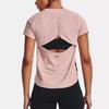 Under Armour Solid Back Hollow Print Mesh Breathable Running Short Sleeve T-Shirt Women Tops Vintage-Pink 1369800-676