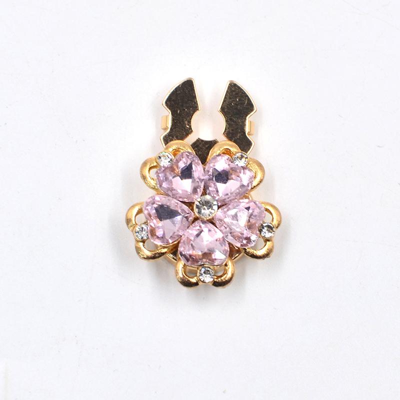 Women Flower Rhinestone Button Cover Floral Exquisite Design Brooch DIY Button Decoration Clothing Decoration 26x17mm