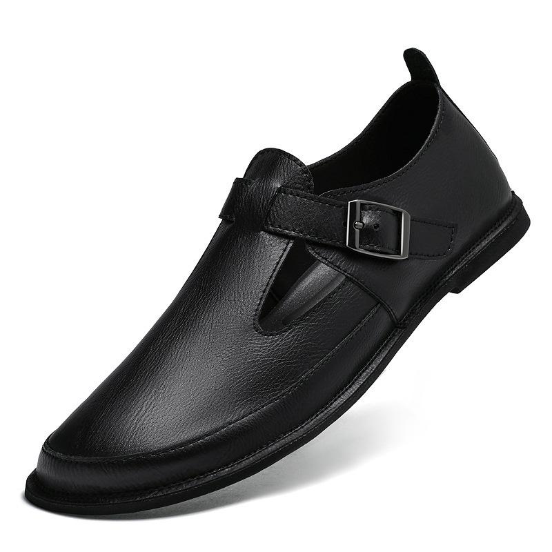 Spring Autumn 2025 Men's Business Casual Slip-On Leather Shoes with Soft Sole and Upper