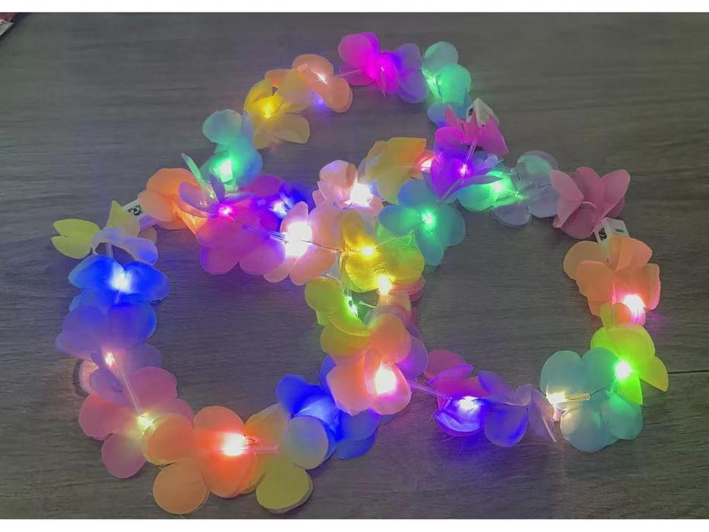 LED Light-Up Princess Headband: Colorful Feather Rabbit Ears with Glittering Gold Wire Garland