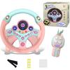 Steering Wheel Toy with Lights Music, Simulated Driving for Toddlers Pretend Play Toy Adsorption Driving Wheel for Kids (Style 2)
