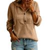 Women's Color V-Neck Long Sleeve Hooded Button Front Casual Top