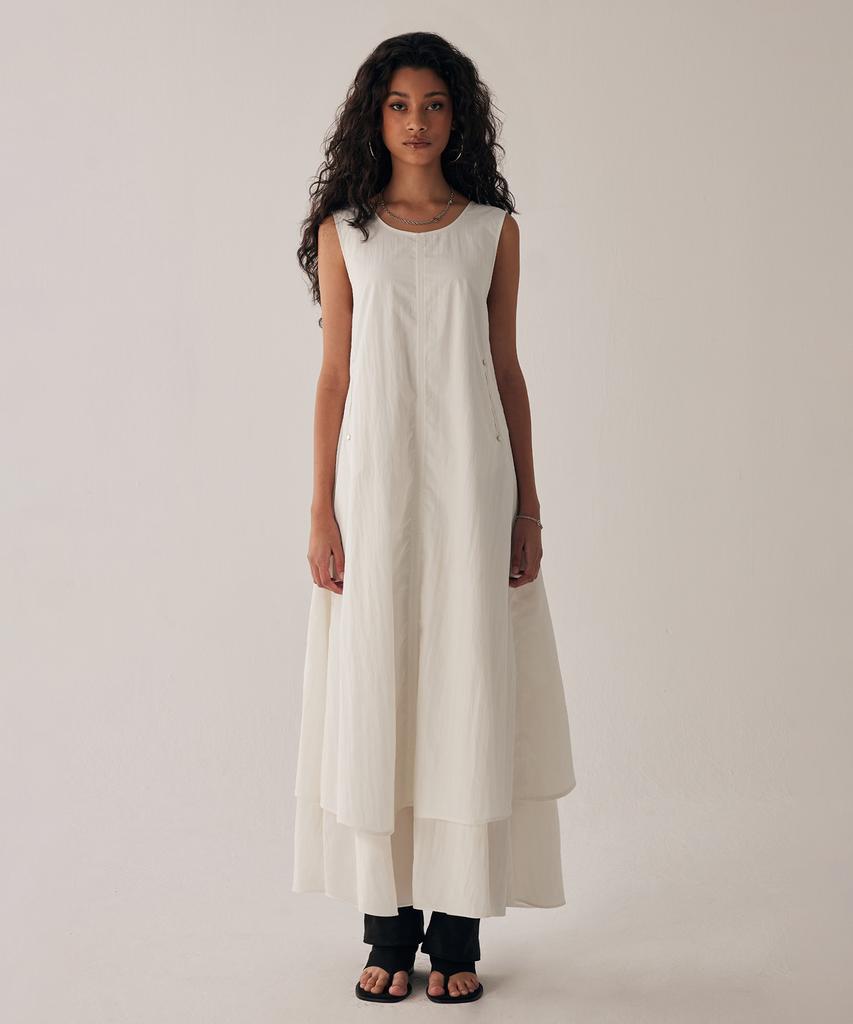 Teulimingbeodeu Layered Sleeveless Long One-Piece [ White ]
