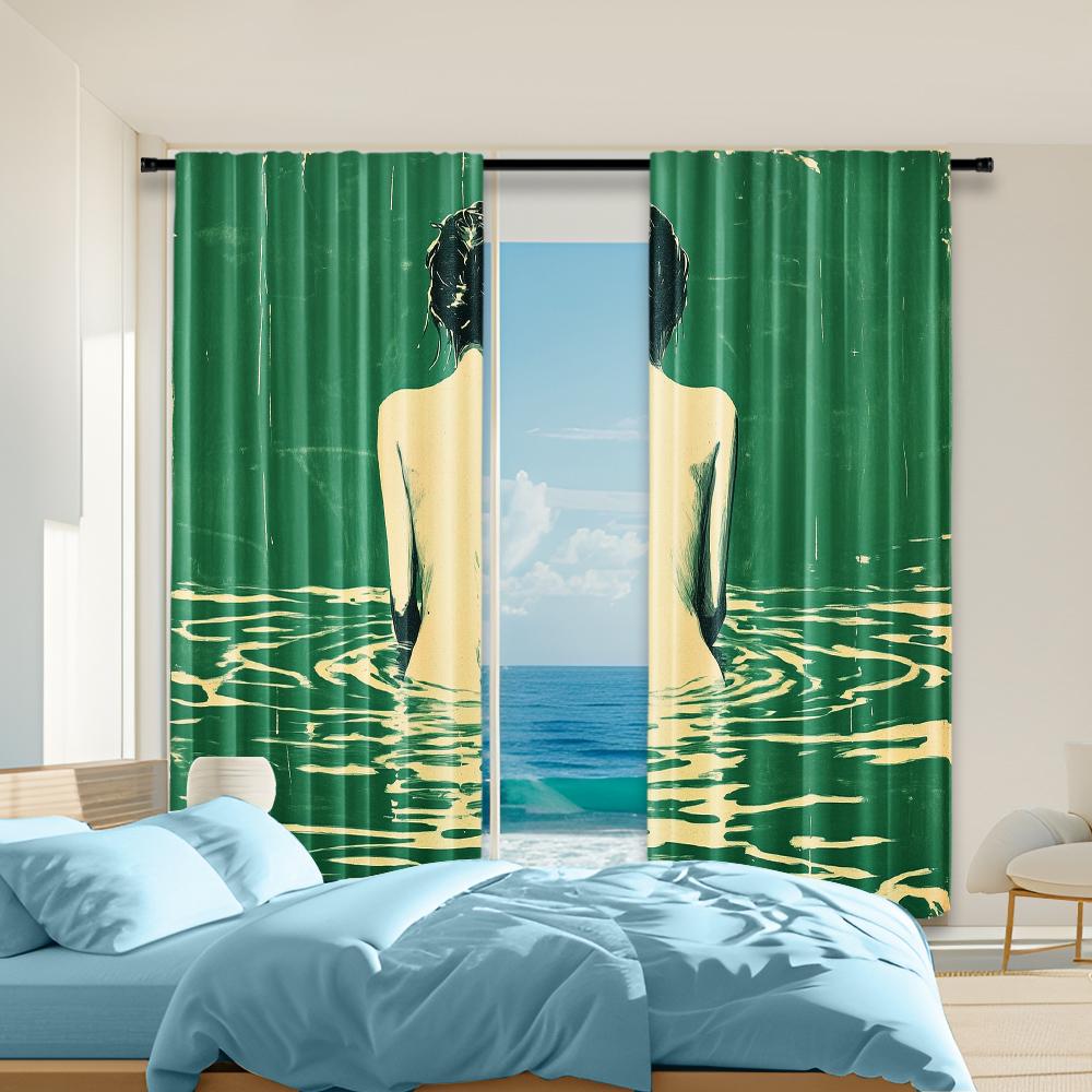 

2 pcs versatile polyester transparent curtains for home decoration river for use in bedrooms and living rooms 100*130 Grommet Top 1pcs