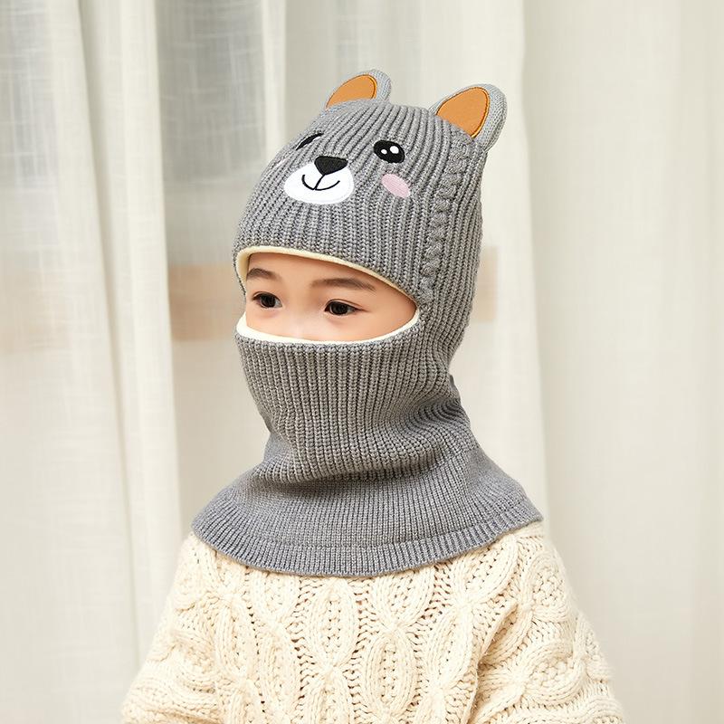 Children's Hats Autumn and Winter Girls Fleece Ear Protection Scarf Baby Winter Windproof Face Protection Integrated Wool Hat