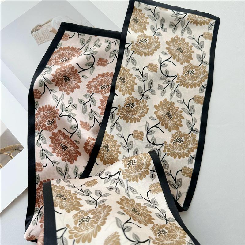 Mulberry Silk Silk Scarf Spring and Summer Long Double-layer Double-sided Temperament Gentle Silk Scarf Thin and Narrow Long Scarf Streamer