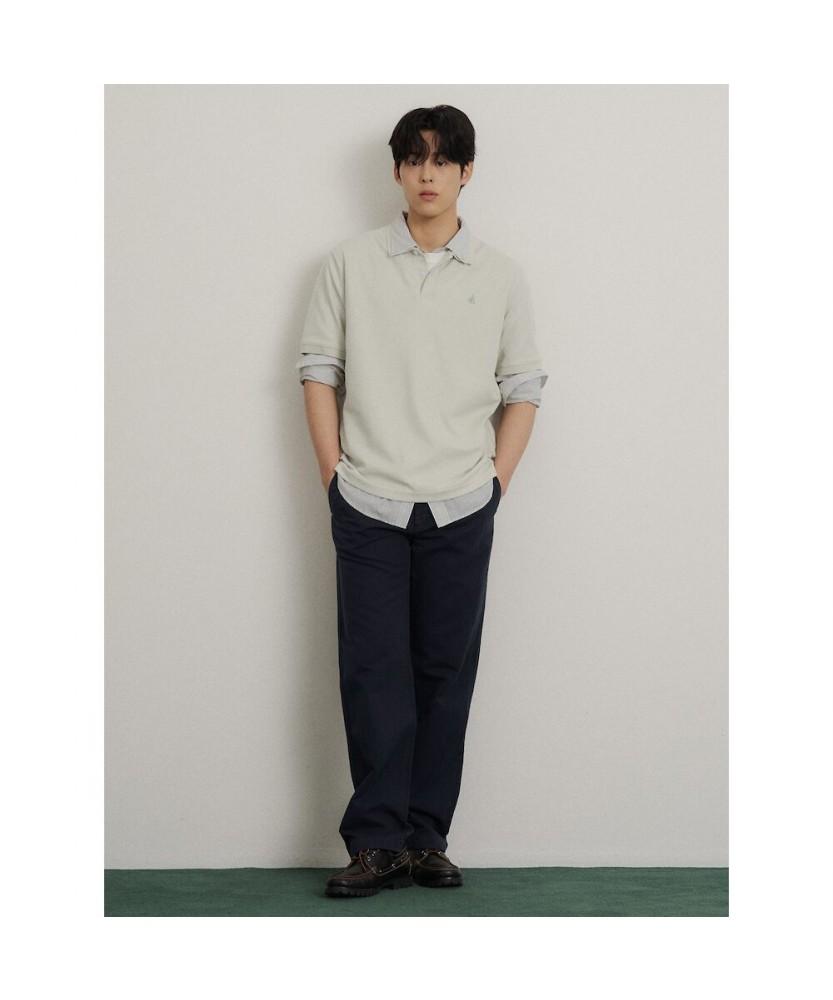 Binpolmen Garment-Dyed Semi-Wide Pants Navy