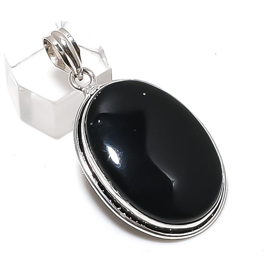 

Black Onyx Gemstone Handmade 925 Sterling Silver Jewelry Pendant 1.97 K2w59