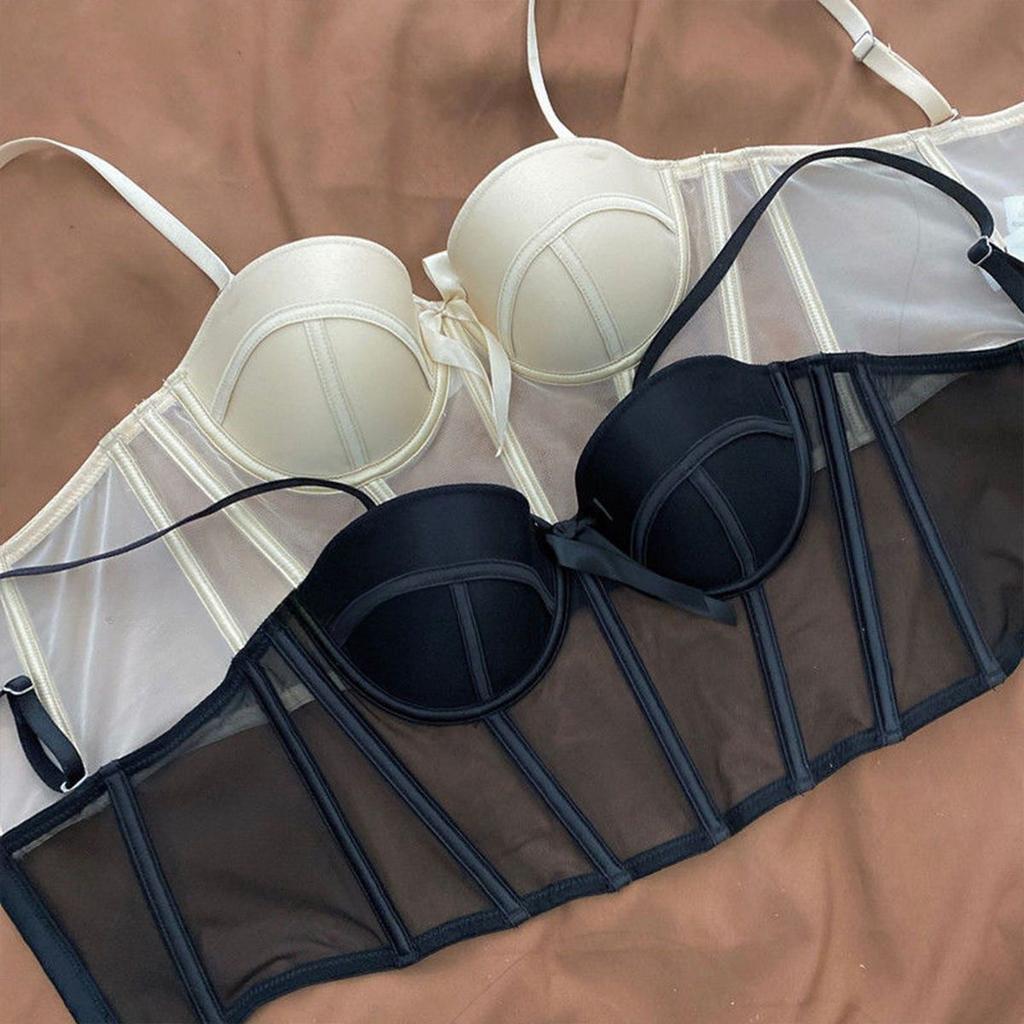 Sexy Women Bras Lace Transparent Backless Long Underwear 3/4 Cup Push Up Bras For Female Inner Tops Adjustable Girls Sexy Lingerie Women's Bras