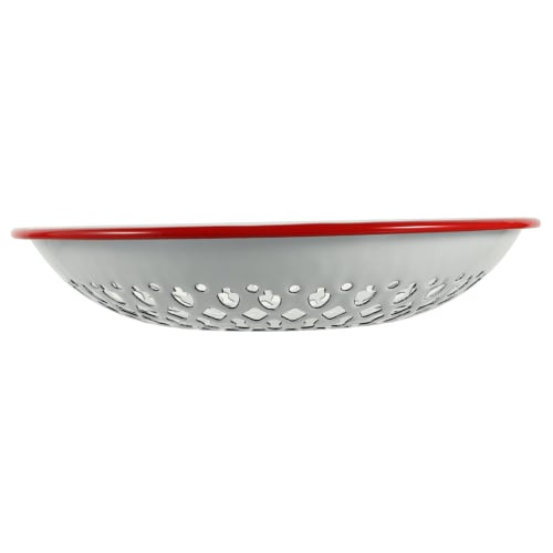 OUNONA Enamel Dish Drainer with Hollow Design, Kitchen Fruit and Vegetable Sink Tray, Lightweight and Durable, Retro Design