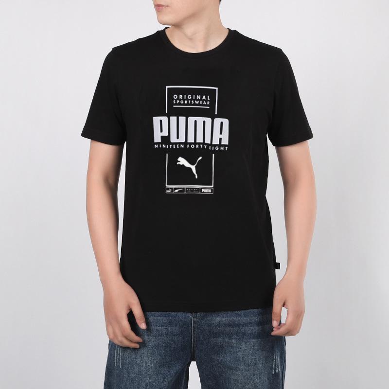 Puma Casual Sports Printed Round Neck T-Shirt Men Tops Black 586586-01