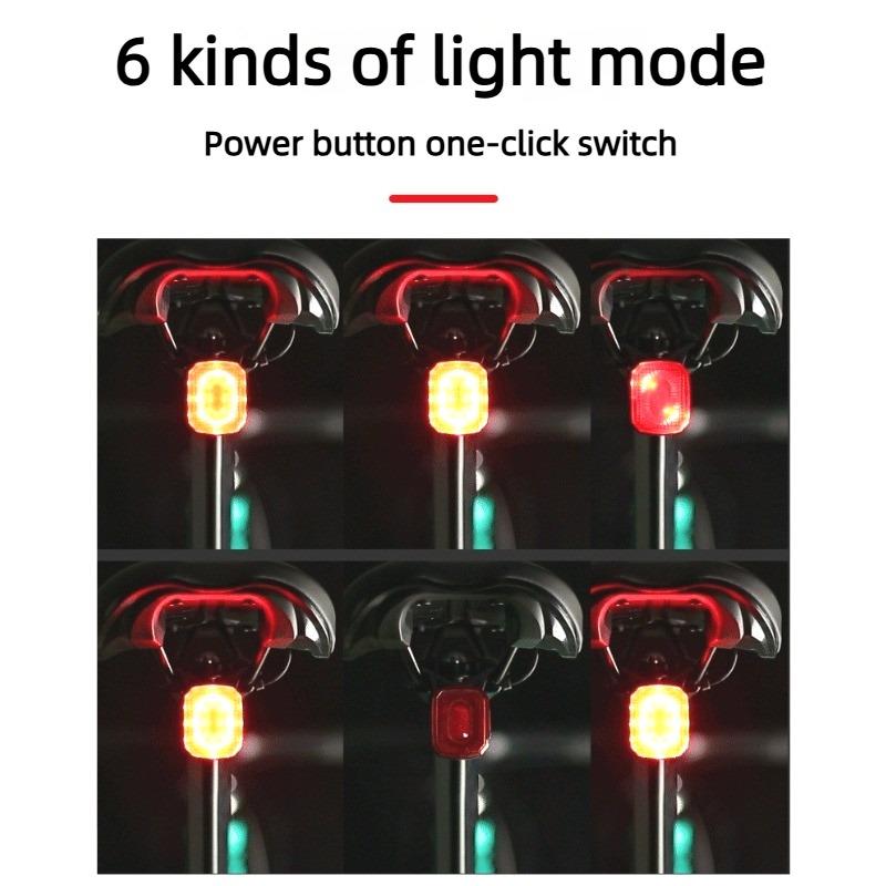 Smart Bike Tail Light USB-C Auto Brake Sensor Waterproof IPX6 LED Cycling Safety Warning Rear Light for Bicycle