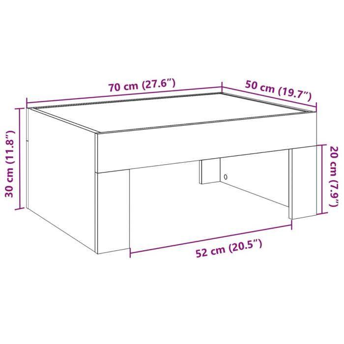 VidaXL Table basse avec LED infini chêne sonoma 70x50x30 cm, table d'appoint, table de salon, table latérale, bout de 847611