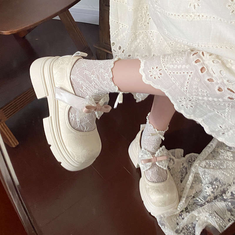 Platform Mary Jane Shoes Small Leather Shoes Women's Spring 2025 New Pearl High Heels National Style Chinese Style with Skirt Single Shoes