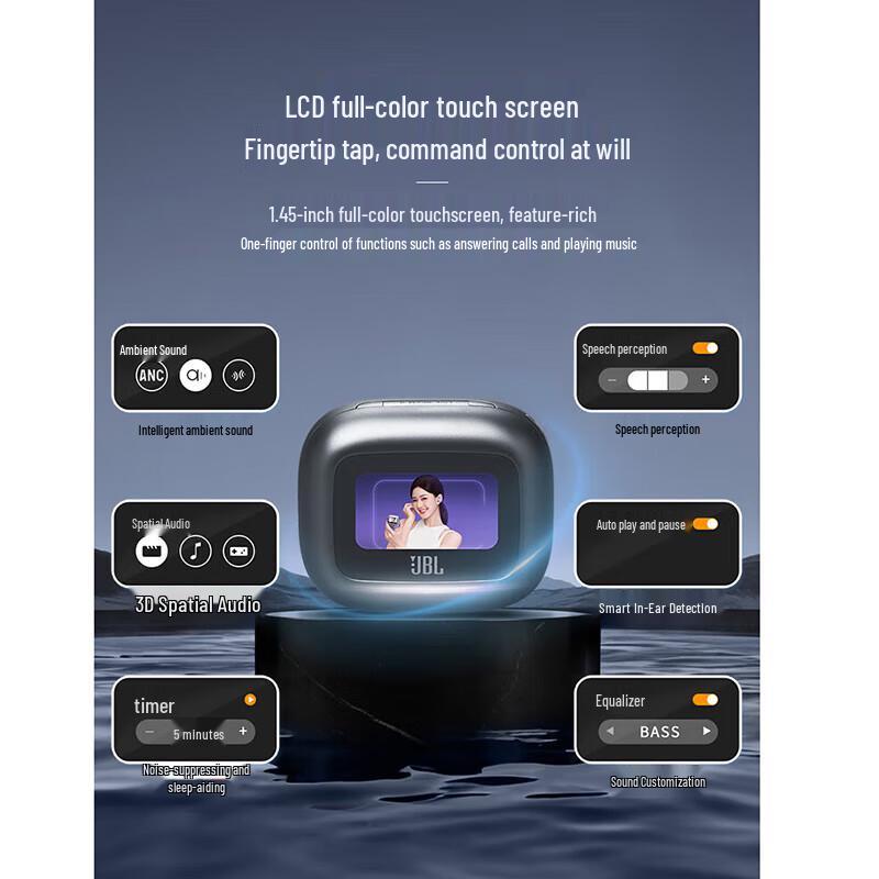 JBL LIVE BEAM 3 True Wireless Smart Noise-Cancelling Earbuds with Touchscreen Case