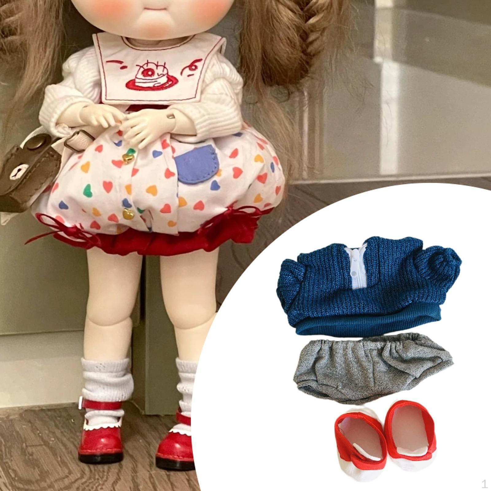 

14,5-дюймовая кукольная одежда рубашка брюки комплект с парой обуви мягкий свитер шорты мода синий