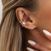 1Pc Simple Square Zircon Clip Earrings for Women Three Layer Luxury Rhinestone Ear Cuff Clip Without Pierced Ear Cuff Jewelry