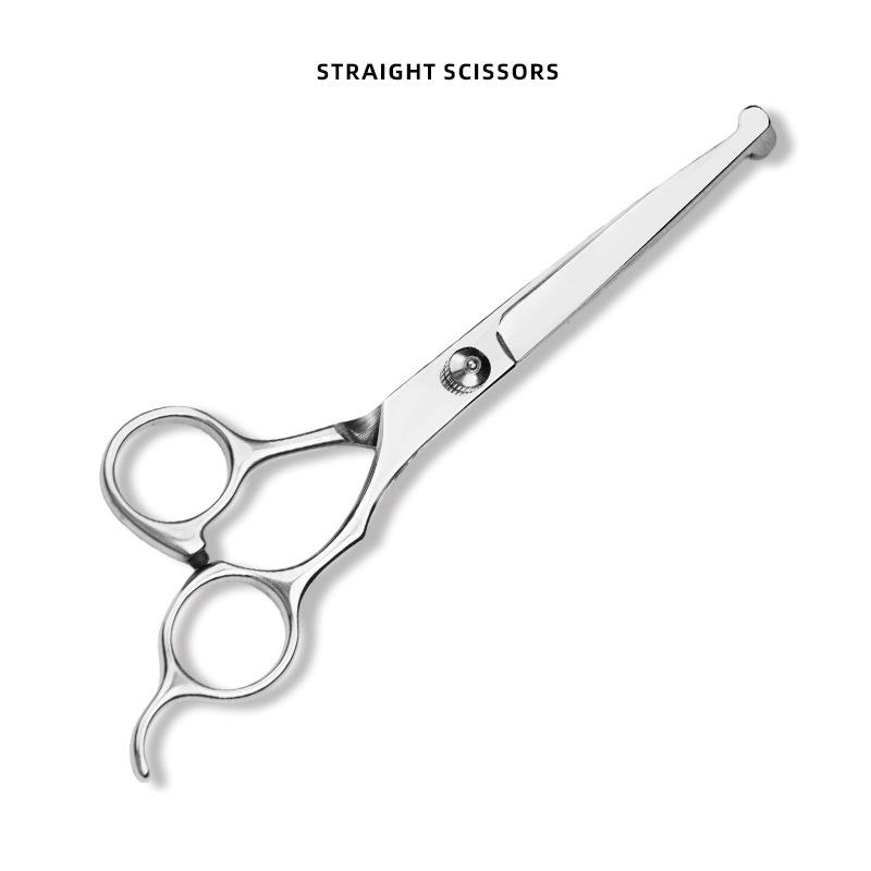 Pet Haircutting Scissors: White Screw Stainless Steel Straight Shears & Thinning Scissors for Flyaway Hair & Bangs.