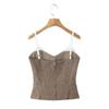 European French Style Slim-Fit Boned Strapless Waist-Cinching Outerwear Camisole Top for Women