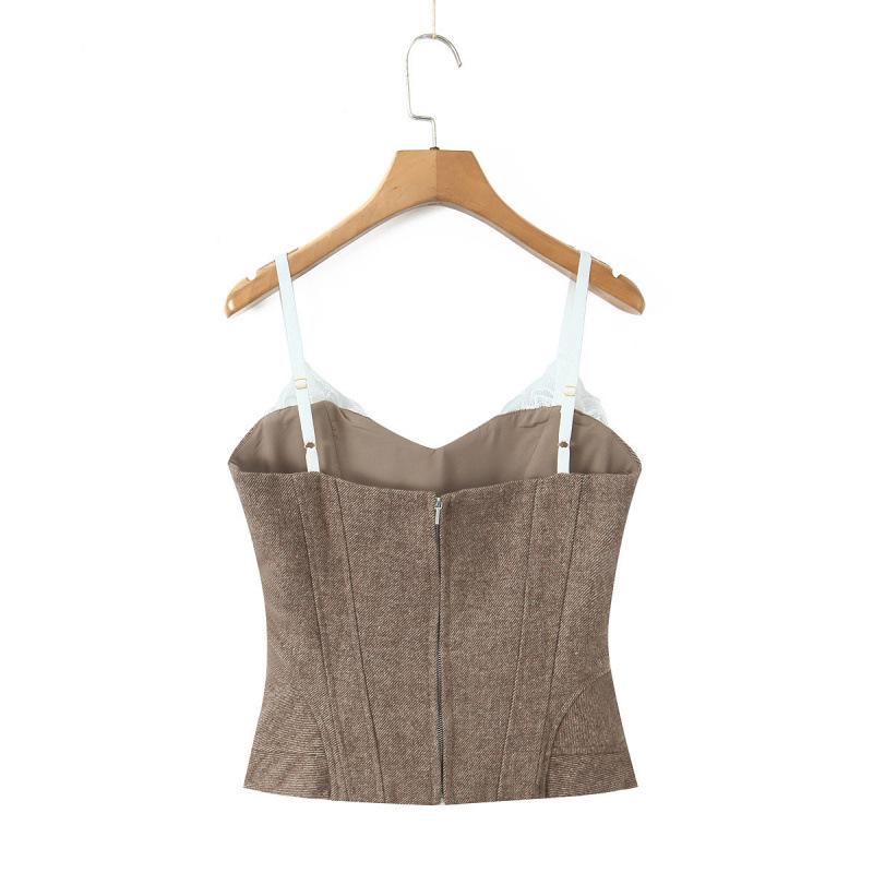 European French Style Slim-Fit Boned Strapless Waist-Cinching Outerwear Camisole Top for Women