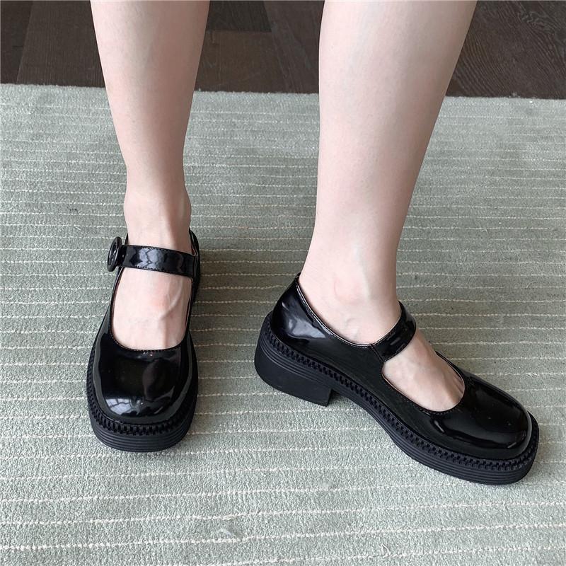 

Модные японские туфли в стиле Лолиты для девочек на платформе с ремешком Mary Jean, обувь для косплея горничной, женские туфли с квадратным носком, женские туфли-лодочки 6 чёрный