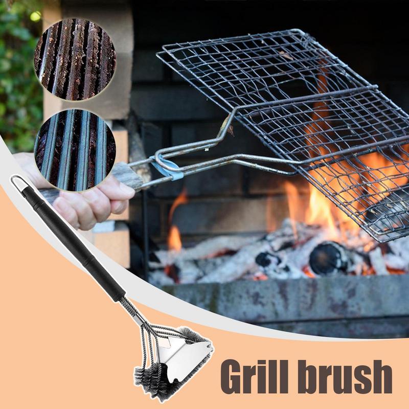 BBQ Grill Brush Stainless Steel Barbecue Grill Brush Cleaner For Outdoor Scraper Grilling Accessories Ergonomic Lightweight