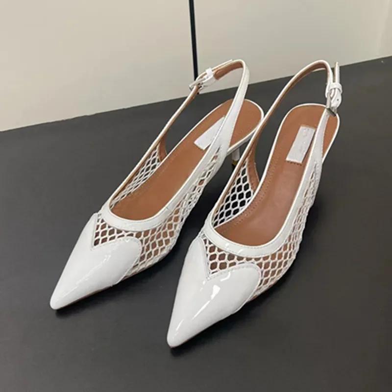 Fashion New Summer 2025 Patent Leather Nude Color Thin Heel Pointed High-heeled Sandals, Transparent Open Toed Sexy Women's Slippers