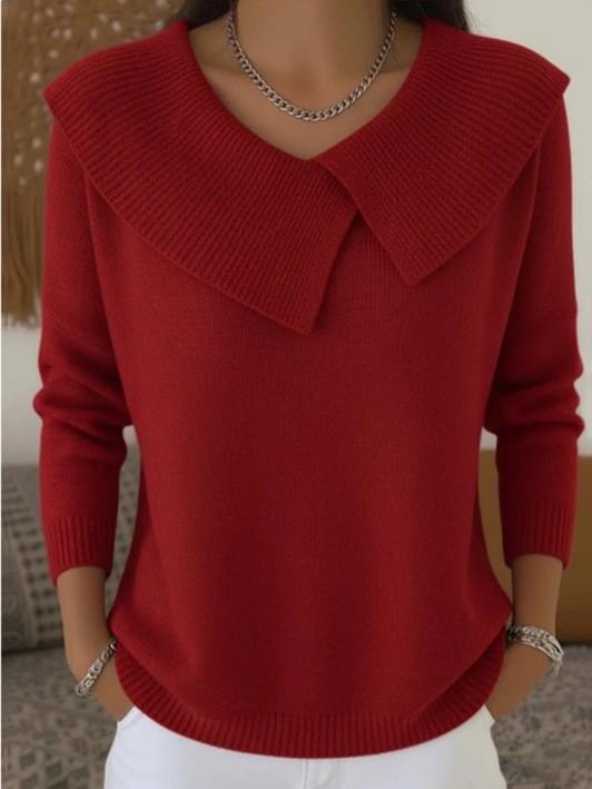 Korean Style Slim Fit V Neck Long Sleeve Knitted Sweater For Women