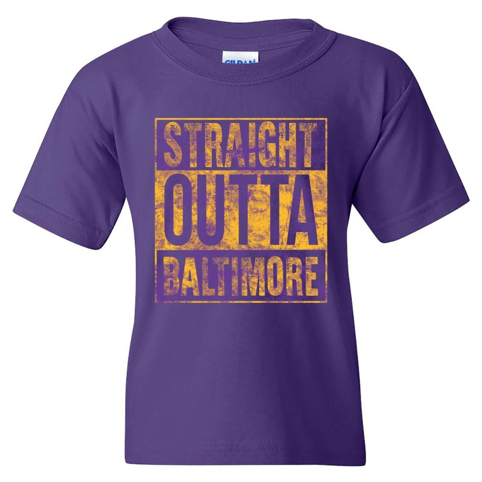 Straight Outta Baltimore - Local Hometown Football Youth T Shirt - Purple XL