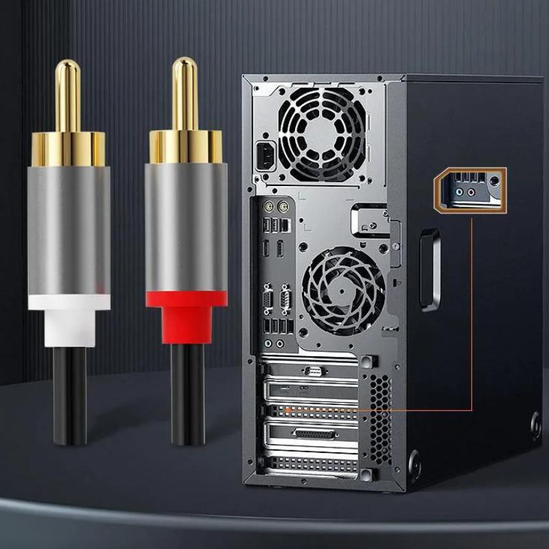 1m/2m/3m 2 RCA Male To 2RCA Male Audio Connector Extend Cable Amplifier Cord For Speakers Theater DVD TV CD Soundbox Gold Plated