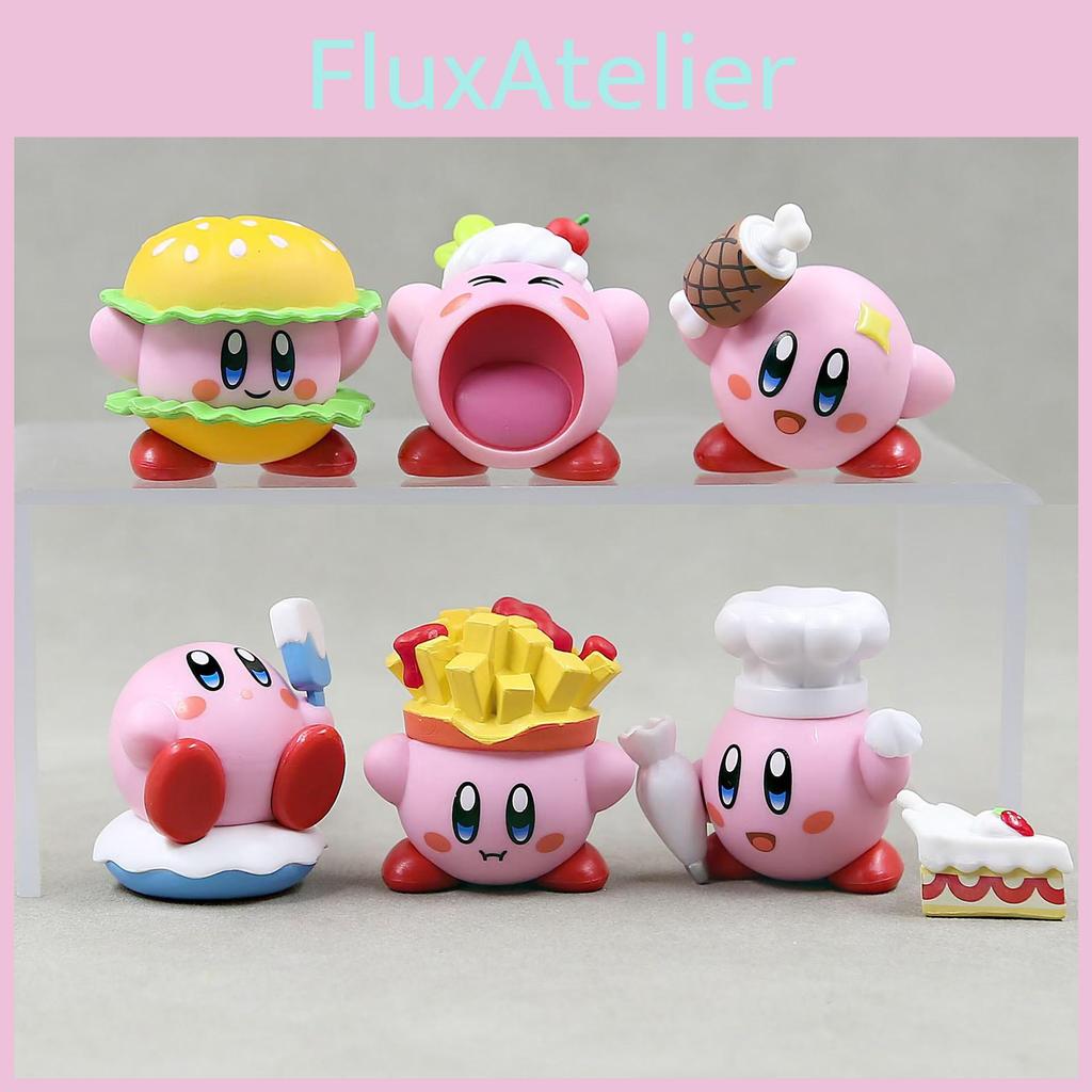 Adorable 6 Piece Kirby Food Figure Set Cute Pvc Car Decoration Collectible Toys