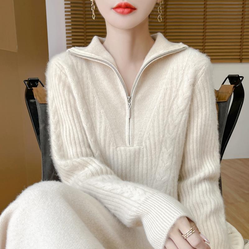 Women's cashmere sweater Qinghe cashmere 30% cashmere 70% wool autumn and winter pullover warm and fashionable