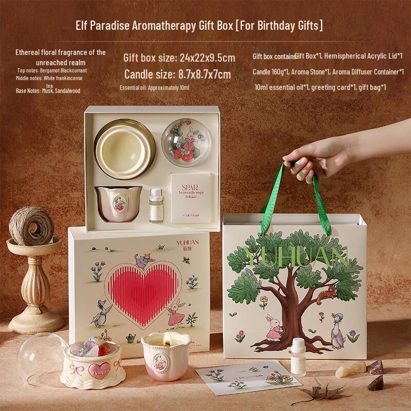 Aroma Stone Gift Set: Premium Diffuser, Scented Candle, and Crystal Ornament for Bedroom Birthday Gift.